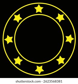 star frame border with circle outline made of stroke line
