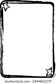Star frame border grunge stroke element, brush shape icon, vertical, rectangle decorative doodle element for design in vector illustration