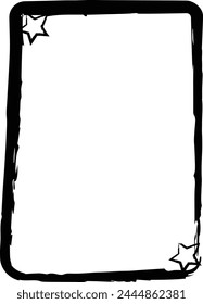 Sternrahmen-Rahmen-Grunge-Strich-Element, Pinsel-Form-Symbol, vertikales, Rechteck-dekoratives Doodle-Element für Design in der Vektorillustration