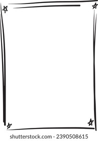 Star frame border, hand drawn vertical abstract decorative vintage doodle element for design in vector illustration