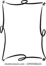 Borde de marco estelar, elemento doodle vintage vertical abstracto a mano para diseño en ilustración vectorial