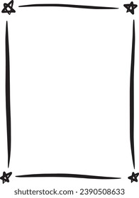 Star frame border, hand drawn vertical abstract decorative vintage doodle element for design in vector illustration