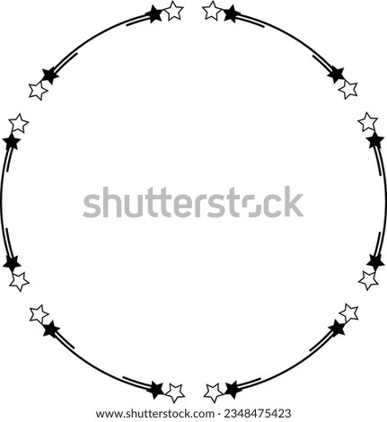 Star frame border horizontal line shape icon for decorative vintage doodle element for design in vector illustration