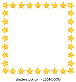 Star frame with copy space. Christmas symbol border background. Golden seasonal vector pattern isolated on white background. Blank picture frame for xmas invitation or banner.