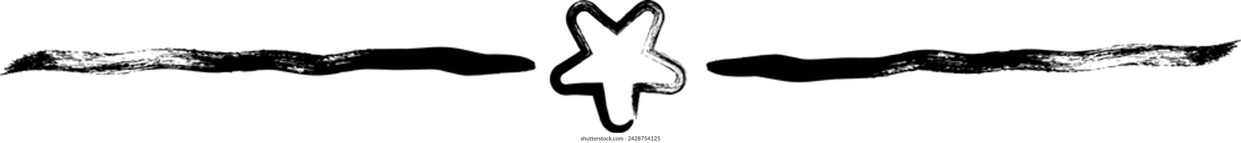 Icono de forma de vector de línea horizontal dibujado a mano del borde del divisor del marco de la estrella para el elemento decorativo del doodle vintage para el diseño en la ilustración vectorial