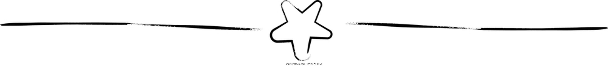 Star frame divider border hand drawn horizontal line vector shape icon for decorative vintage doodle element for design in vector illustration