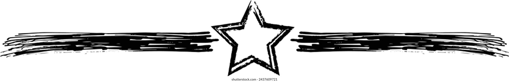Star frame divider border horizontal line vector shape icon for decorative vintage doodle element for design in vector illustration