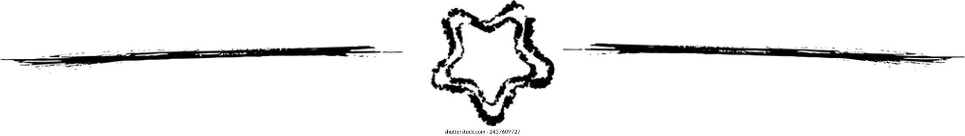Star frame divider border horizontal line vector shape icon for decorative vintage doodle element for design in vector illustration