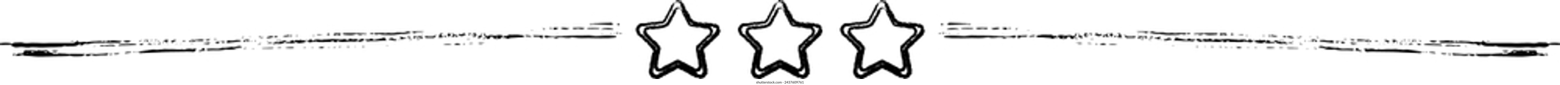 Star frame divider border horizontal line vector shape icon for decorative vintage doodle element for design in vector illustration