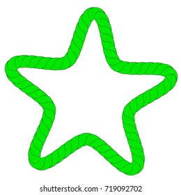 star Frame from Green rope for Your Element Design, Isolated on White 
