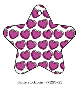 star frame with hearts pattern background