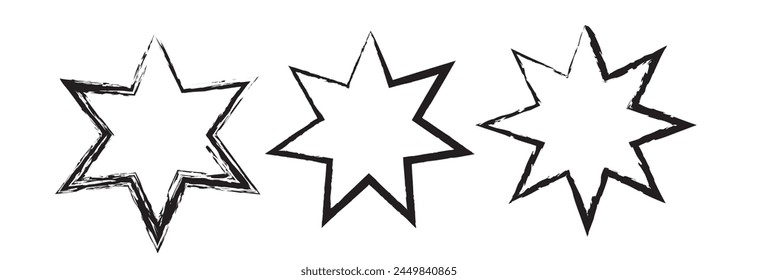Star frame line. Star shape outline on hand draw style. vector illustration isolated