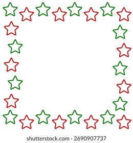 Monoline del marco de la estrella con el color verde rojo para la Ilustración vectorial del arte del Clip del acontecimiento de la Navidad