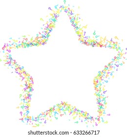 Star frame on white background made of question marks. White question marks with colorful strokes. Vector illustration.