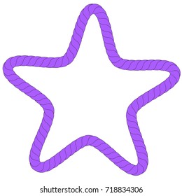 Star Frame from purple rope for Your Element Design, Isolated on White 
