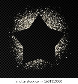 Star frame with silver glitter on dark transparent  background. Empty background. Vector illustration.