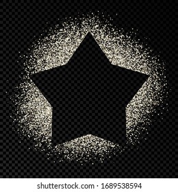Star frame with silver glitter on dark transparent  background. Empty background. Vector illustration.