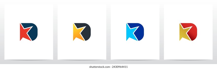 Star In Front of Letter Initial Logo Design D