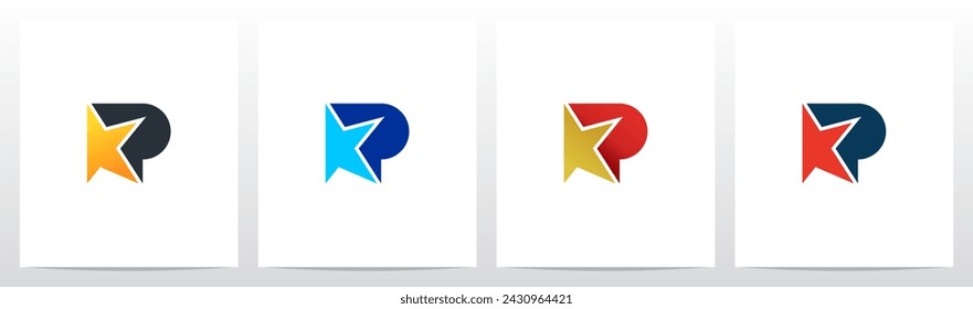 Estrella delante de la letra inicial Logo Design P
