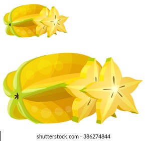 Star fruit ( Carambola ). Cartoon vector icon isolated o white background. Series of food and drink and ingredients for cooking.