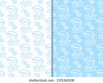 star fruit, carambola tropical fruits seamless pattern