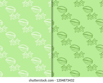 star fruit, carambola tropical fruits seamless pattern