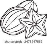 Star Fruit (Carambola) Vector for Coloring Pages for Kids