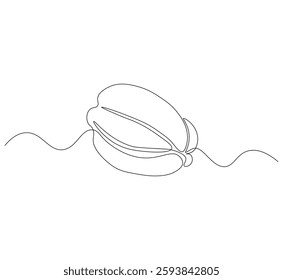 Star fruit continuous line. Continuous one line drawing Star fruit. Star fruit concept. single line drawing