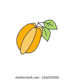 Star Fruit food icon in color, isolated on white background 