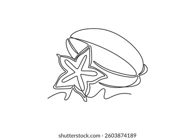 Star fruit. Fruits concept. Single line draw design. Vector graphic illustration