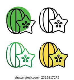 Star fruit icon design in four variation color