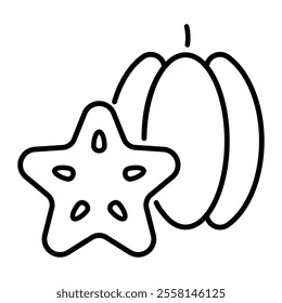 Star fruit icon outline Fruit isolate illustration vector