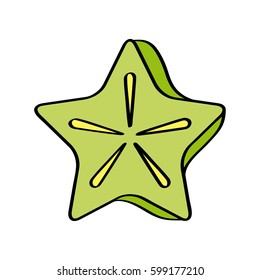 star fruit icon over white background. colorful design. vector illustration