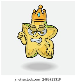 Star Fruit Mascot Character Cartoon With Angry expression. For brand, label, packaging and product. Vector Illustration