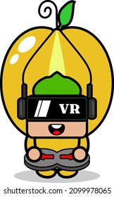 estrella de mascota de disfraces vectorial personaje de dibujos animados jugando juego de realidad virtual