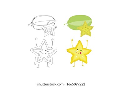 Star Fruit Object Vector Illustration Bundle