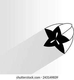 star fruit on white background, flat and shadow theme