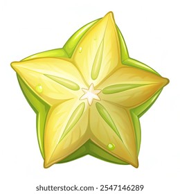 Star  fruit slice. Fresh fruit for good health. Vector illustration on background white.