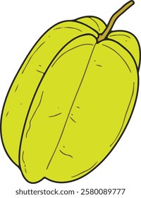 Star fruit when cut crosswise resembles a star shape.