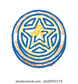 star game achievement medal doodle icon sketch vector. star game achievement medal sign. isolated symbol illustration