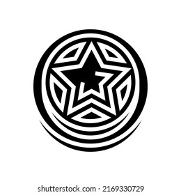 star game achievement medal glyph icon vector. star game achievement medal sign. isolated symbol illustration