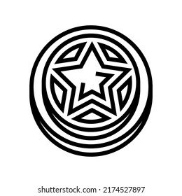 star game achievement medal line icon vector. star game achievement medal sign. isolated contour symbol black illustration