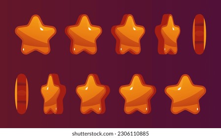 Star game animated sprite cartoon animation effect set concept. Vector graphic design element illustration
