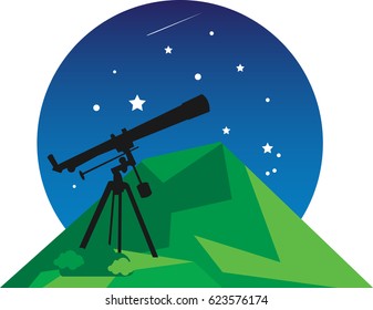 Star Gazing On The Mountain Looking For A Star Trough The Telescope