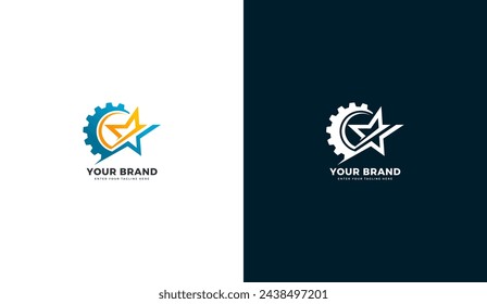Star gear logo. Gear, star, mechanic icon. Vector illustration template design