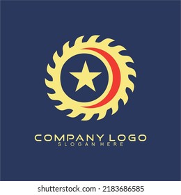 Star and gear moon logo template vector