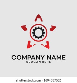 Diseño del logotipo de la tecnología Star Gear - Vector.