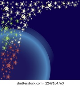 Star gem glorious dust sprinkle in dark spring blue night sky in space solar system milky way beautiful design of fascinating frame background vector of fashion design advertisement and luxurious goods