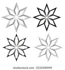 Star geometric icon. Black outline shapes. Abstract star pattern. Vector illustration.