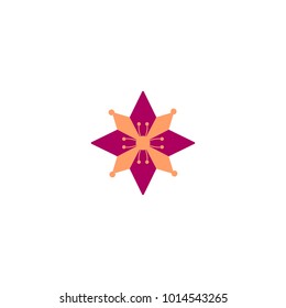 Star geometric violet flower logo icon or symbol